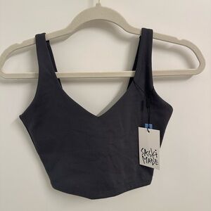 Saly Made Black V-Neck Crop Tank - Women's